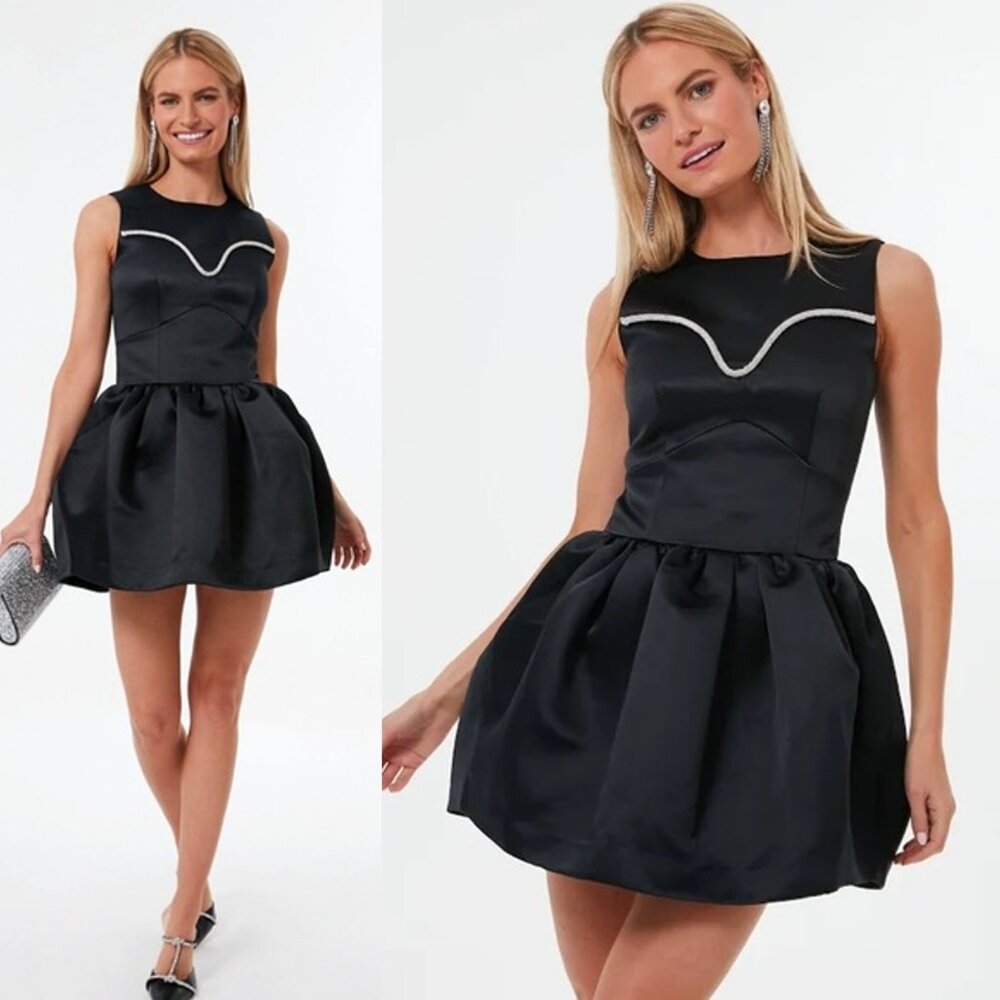 Tanya Taylor Black Noaki Embellished Sleeveless Drop Waist Mini Dress Size 0 - Picture 2 of 14